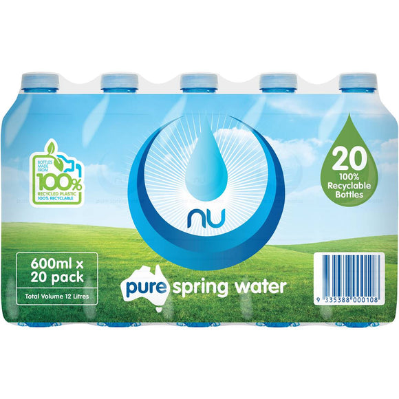 Nu-Pure Spring Water 600ml - Pack/20