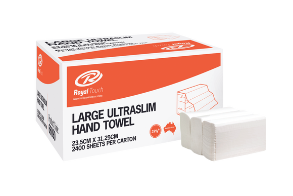 Royal Touch Large Ultraslim Interleaved Hand Towel 23.5cm x 31.25cm - Carton/2400