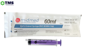 midmed EnFit Enteral Syringe 60ml Single Use - Each