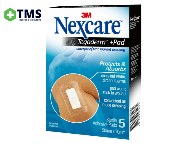 Nexcare Tegaderm + Pad Transparent Dressing 50mm x 70mm - 5 Pack