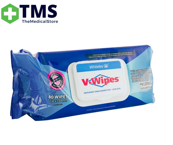 Whiteley V-Wipes Instrument Grade Disinfectant Wipes Flat Pack Low Level 230x330mm
