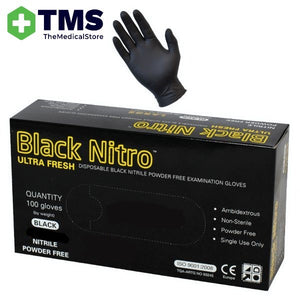 Black Nitro Disposable Examination Nitrile Gloves - 100/Pack