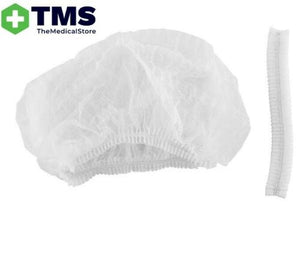 Disposable White Hair Net Caps Non-Woven Stretch Elastic Hat 100 Pack