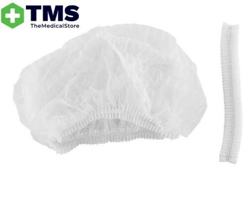 Disposable White Hair Net Caps Non-Woven Stretch Elastic Hat 100 Pack