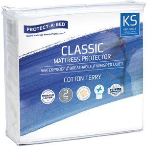 Protect-A-Bed Waterproof Cotton Terry Fitted Mattress Protector - King Single