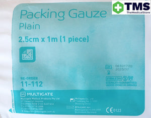 Multigate Packing Gauze Individually wrapped 2.5cm x 1m Each