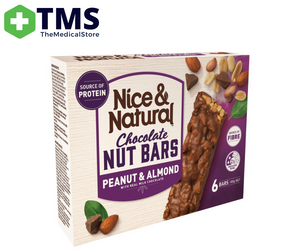 Nice & Natural Roasted Chocolate Nut Bar Peanut & Almond 180g Box 6
