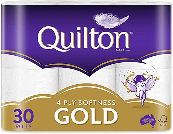 Quilton Gold 4 Ply Toilet Tissue 140 Sheets per Roll - Pack of 30