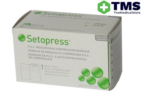 Molnlycke Setopress P.E.C Medium/High Compression Bandage 10cm x 3.5m Relaxed Roll Each