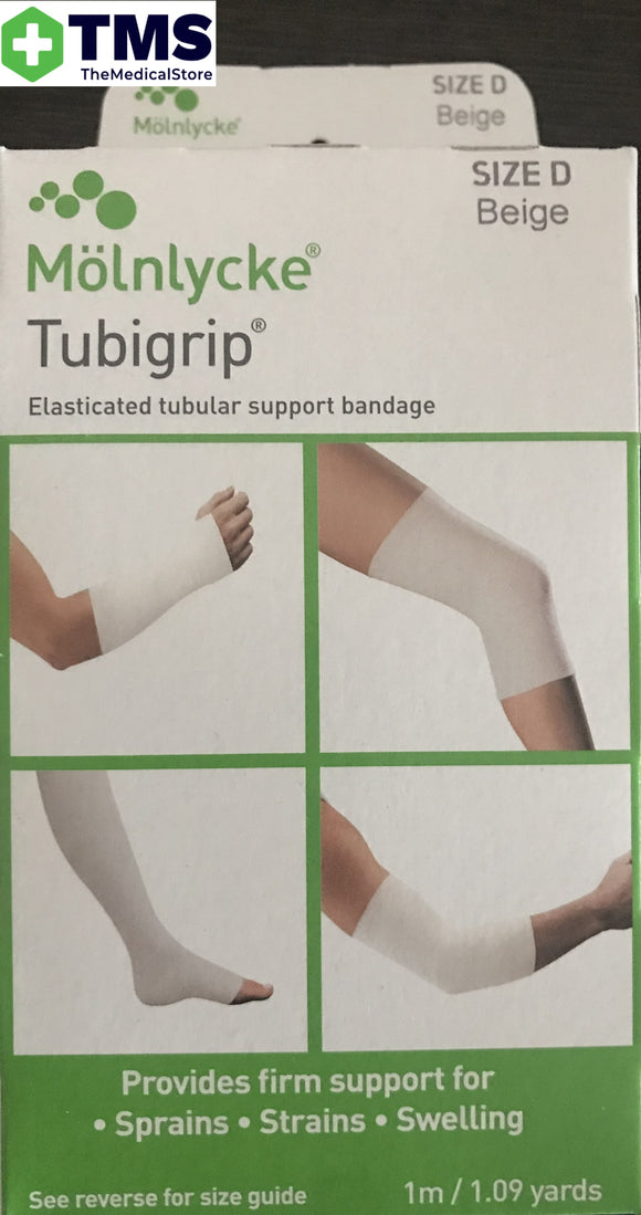 Molnlycke Tubigrip Elasticated Tubular Support Bandage-Size D Beige 1m/1.09yards