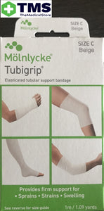 Molnlycke Tubigrip Elasticated Tubular Support Bandage-Size C Beige 1m/1.09yards